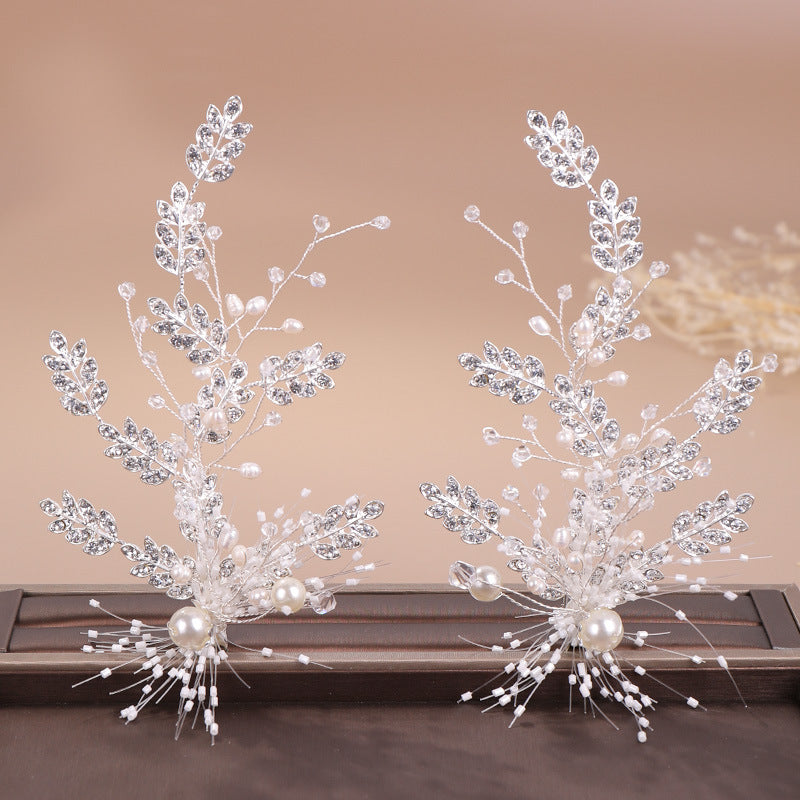 sengpan bridal jewelry set for wedding Luxury Crystal Pearl Beads Leaf Hair Clips Snowflowers Vine Floral Barrettes Wedding Hair Accessories Bridal Hair Clip Ornaments