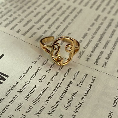 sengpan Vintage Ring For Women Gold Ring Open Ring Simple Temperament Versatile Personality Jewelry  New Fashion Ins wind