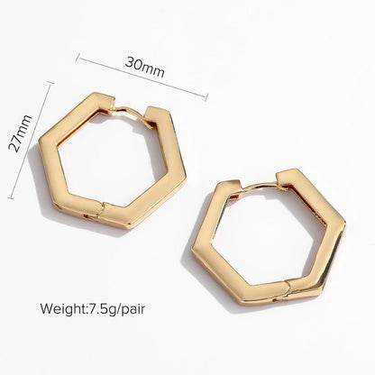 sengpan INS Gold Color Brass Hoop Huggies Earrings Small Large Circle Hoops CC Shape Statement Earrings Women Girls Unique Metal Jewelry