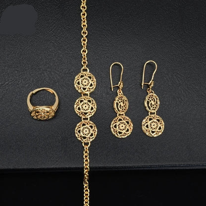 sengpan - Gold Plated Earring Necklace Set Wedding Nigeria Jewelry Sets For Women Bride Ethiopian Gold Color Luxury Dubai African