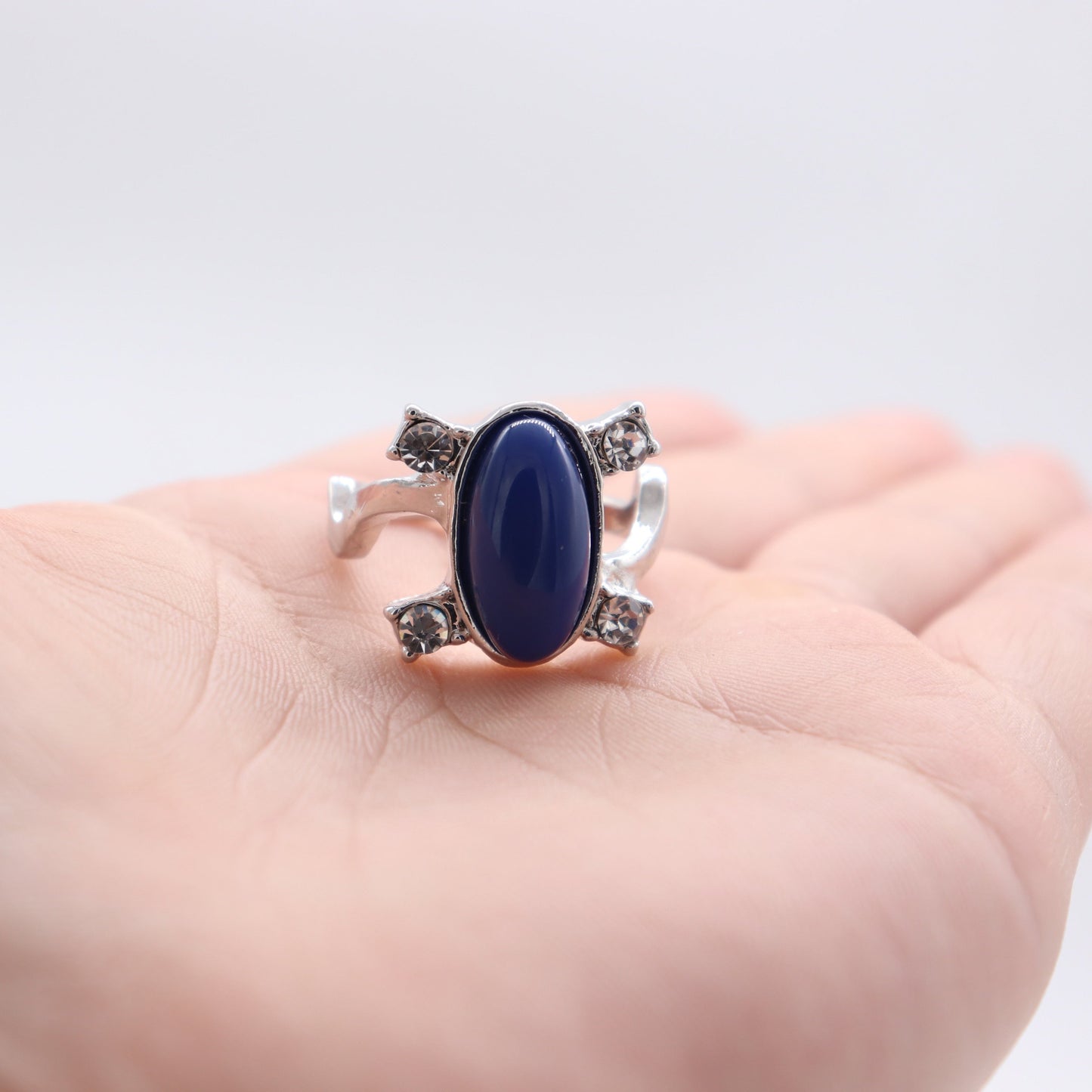 sengpan Elena Gilbert Daylight Rings Vintage Crystal Ring With Blue Lapis Fashion Movies Jewelry Cosplay