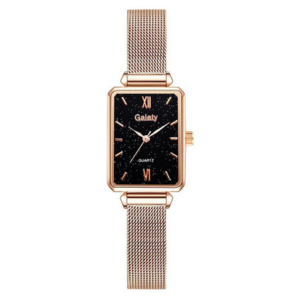 sengpan Christmas wishlist  Gaiety Brand Women Watches Fashion Square Ladies Quartz Watch Bracelet Set Green Dial Simple Rose Gold Mesh Luxury Women Watches