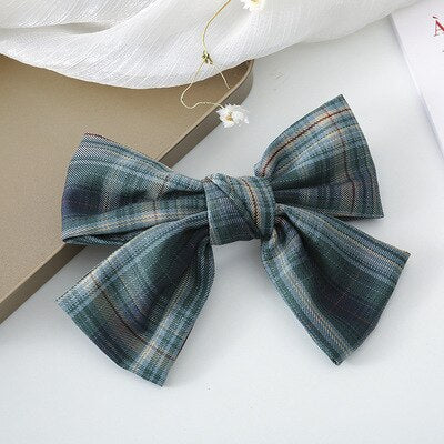 sengpan Women Girl Big Plaid Bow knot Tie Barrette Hair clips Hairpins Fashion Korean Lady Head wear Accessories Wholesale Gifts Party