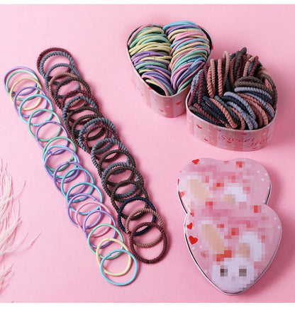 sengpan gifts for girls 50PCS/Box Mix 3CM Children's rubber band does not hurt hair girl hair ring female black baby Hairbead Hair tie girl  Korean cute