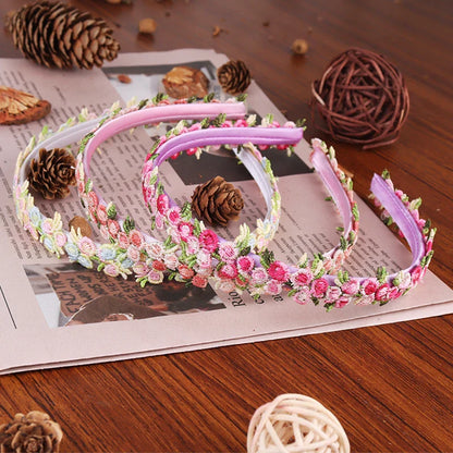 sengpan Boho Chic Daisy Girls Headbands Women Solid Embroidery Flower Hair Bands Kids Candy Chrysanthemum Headwear Hair Accessories