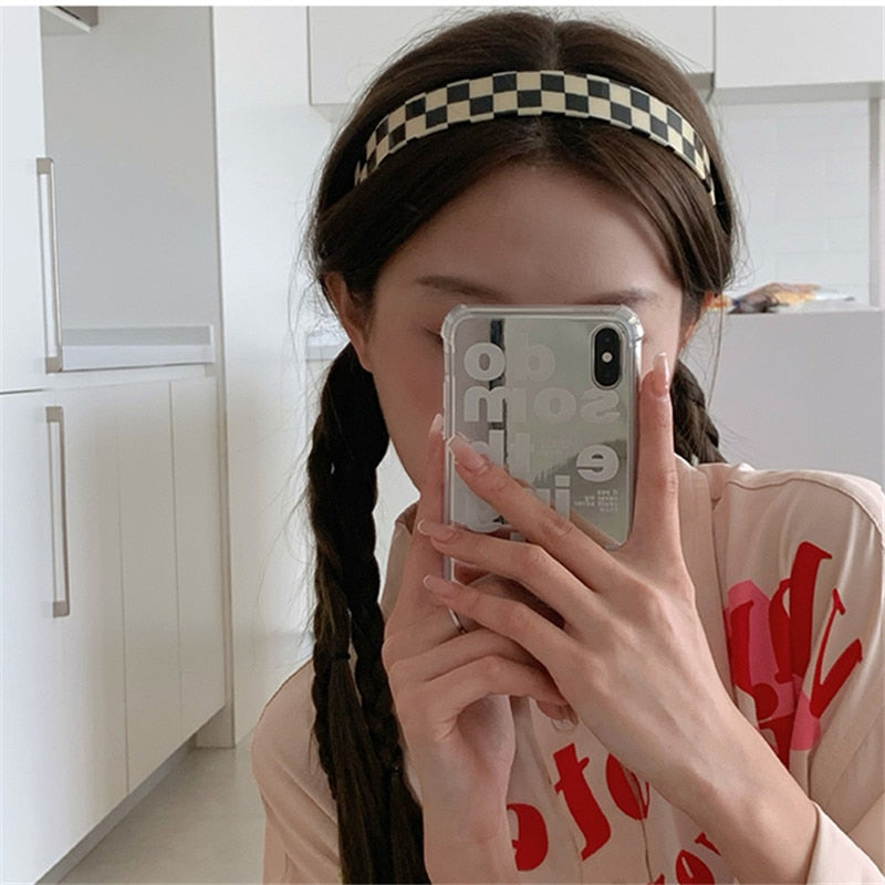 sengpan New Ins Black White Acrylic Hollow Hair Claw Smooth Irregular Geometric Wide Headband for Women Fashion Jewelry Gifts