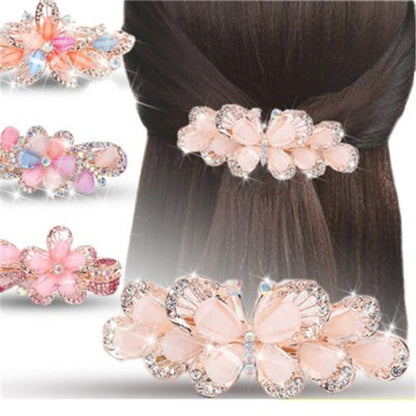 sengpan Barrette For Women Girl Rhinestone Crystal Big Hair Clip Hairpin Rose Peacock Flower Floral Head Accessories Wholesale