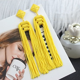 sengpan Long Tassel Earrings Fashion Jewelry Bohemia Statement Summer Dangle Aesthetic Earrings for Women Accessories Korean Style