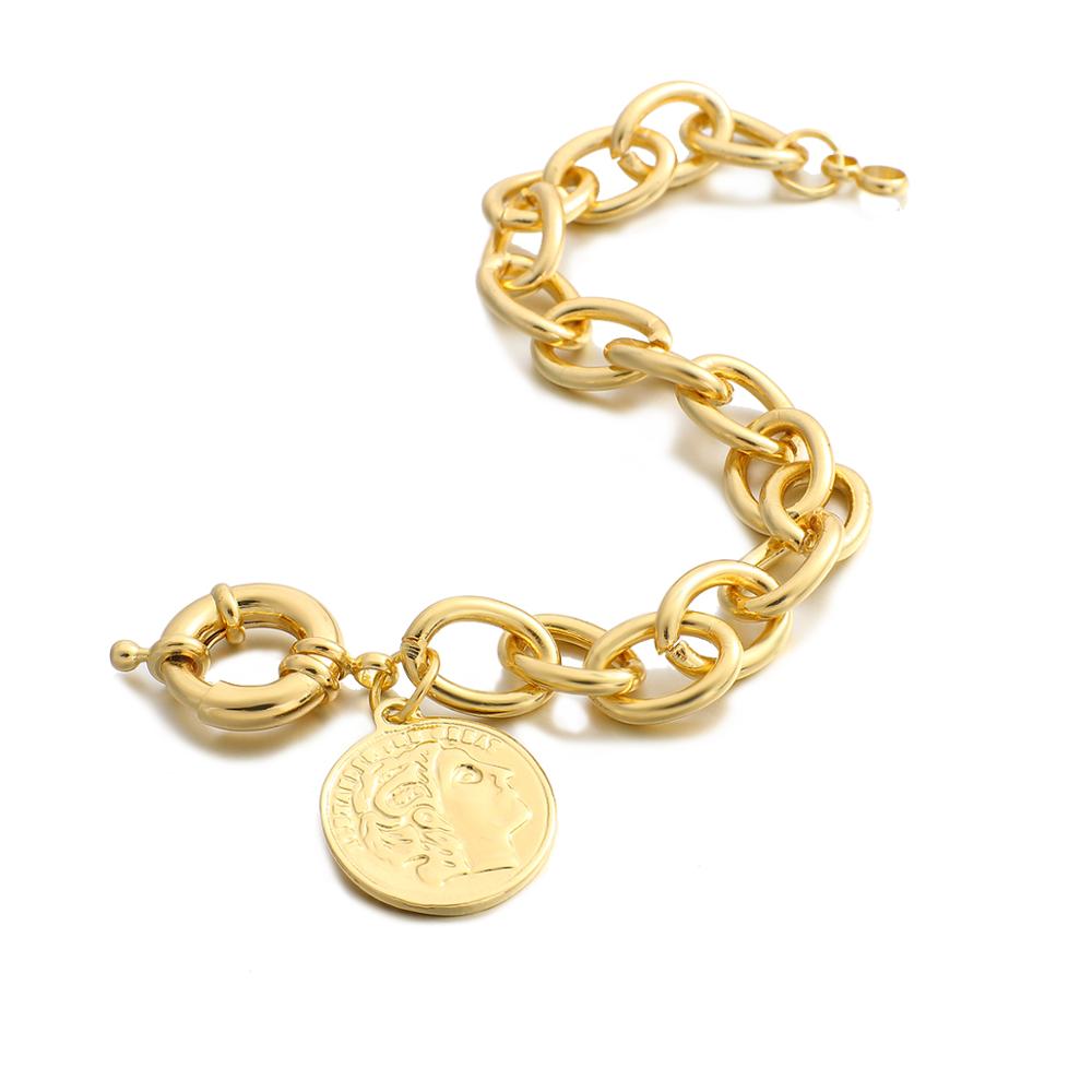 sengpan New Gold Color Charm Chain Wrist Jewelry Bracelets for Women Men Fashion Copper Alloy Bracelets Fashion Hot Sale