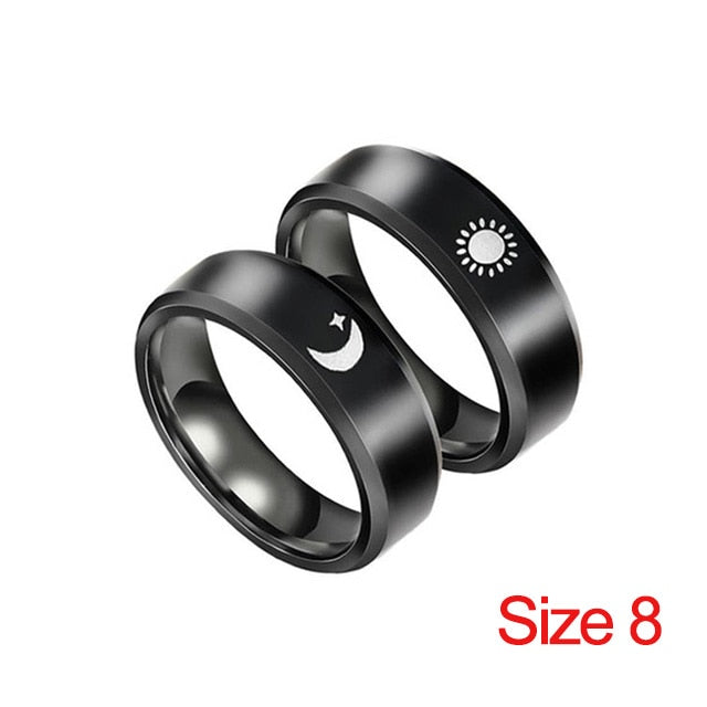 sengpan CHEISTMAS gifts for her 2 Pcs Sun Moon Lover Couple Rings Simple Opening Ring For Couple Men Women Wedding Engagement Promise Valentine's Day Jewelry