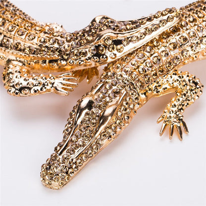 sengpan christmas wishlist valentines day gifts for her Trendy Large Gold Color Crystal Crocodile Choker Necklace For Woman New Big Crocodile In Rut Pendants Necklaces Femmle Gift