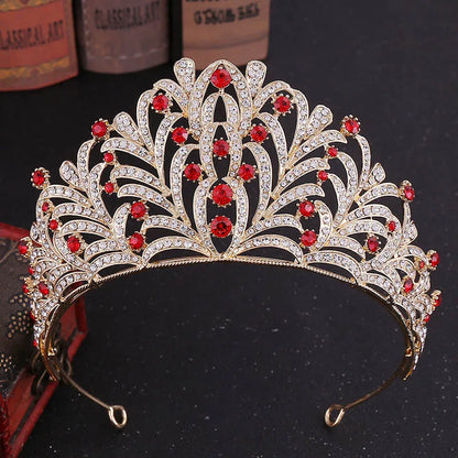 sengpan Baroque luxury Bride Crystal Queen Princess Big Crowns Rhinestone Leaf Tiaras Bridal Headband Wedding Hair Accessories Tiaras