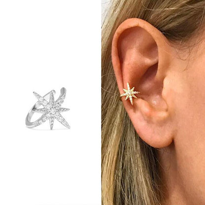 sengpan Simple Star Shape Zircon Ear Cuff for Women Charming Crystal Clip on Earrings Earcuff Without Piercing Earrings Jewelry Gifts