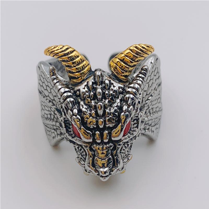 sengpan father's day gifts Ring for Men Domineering Trend Fire-Breathing Dragon Ring Retro Punk Locomotive Rider Jewelry Gift