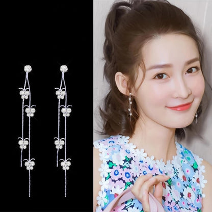 sengpan Christmas gifts ideas New Style Tassel With Pearl Ladies Long Earrings Korea Simulation Pearl Long Chain Earrings Earrings Wedding Jewelry