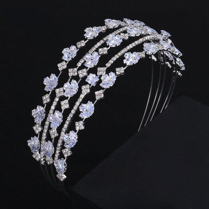 sengpan A371 Luxury Zircon Bridal Headband Handmade Rhinestone Tiaras Wedding Party Hair Hoop Bridal Headpiece Head Jewelry for Women