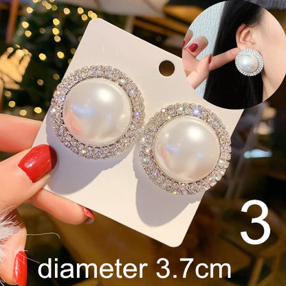 sengpan Fashion Jewelry White Imitation Pearl Earrings big Round 2.5CM Pearl Studs Earrings Statement Earrings for female