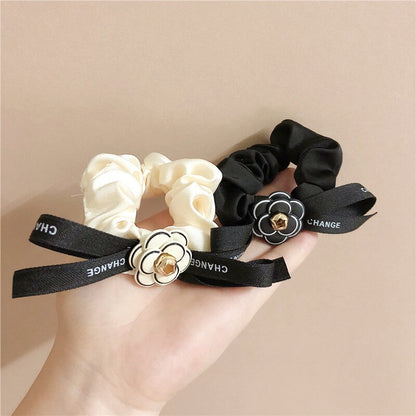 sengpan Camellia Scrunchies for Women Girl Flower Floral Hair Tie Elastic Bands Korean Accessories Handmade Wholesale