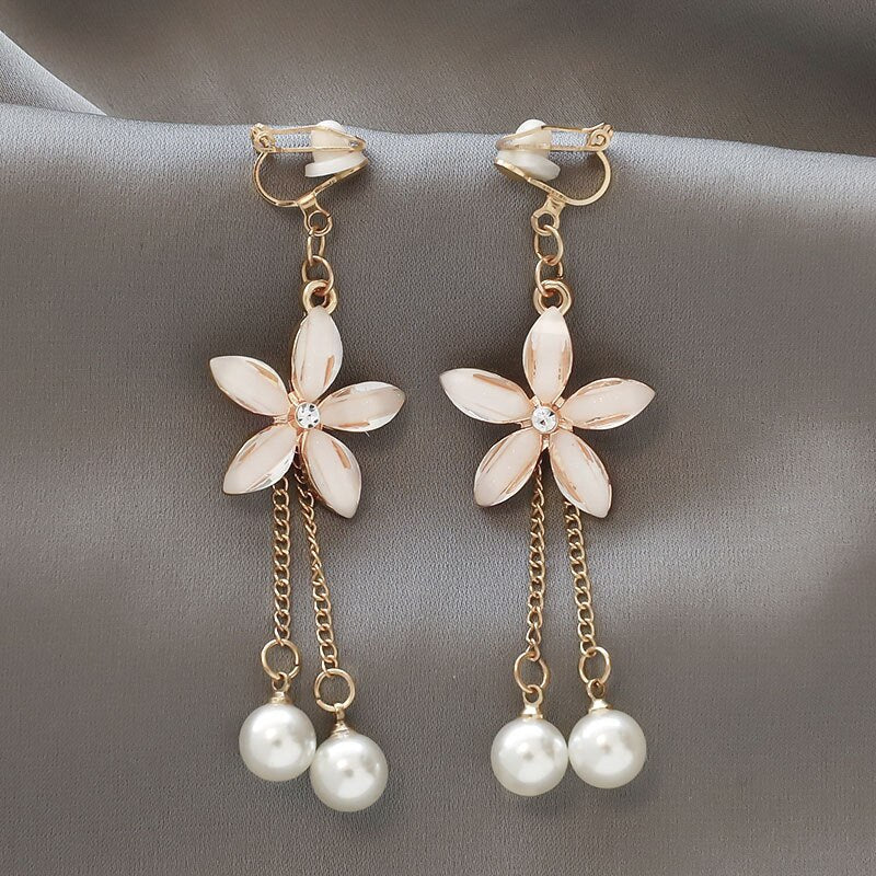 sengpan Fashion charm Creative pearl clip on Earrings Cute Handmade Earrings Womens ear clips Jewelry