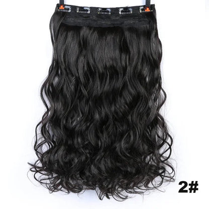 sengpan Synthetic Curly Hair 24 Inches 5 Clip-on Hair Extension Wig Wavy Hairstyle Natural Curly Hair Straight Hair Women