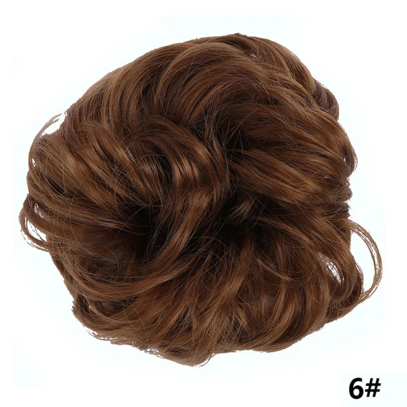 sengpan Synthetic Elastic Hair Scrunchie Chignon Donut Roller Bun Wig Curly Clip in Hair Ponytails Extensions Many colors