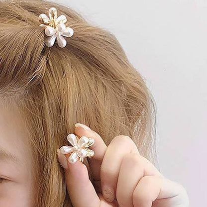 sengpan Sweet Pearl Flower Hair Clip Hairpin Camellia Cute Girl Heart Clip Back Head Headdress Bangs Clip Hairpin Hair Accessories