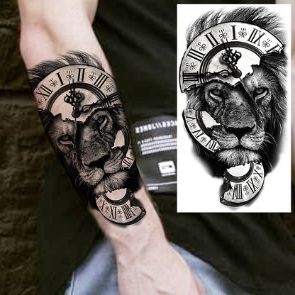 sengpan Praying Lion Cross Temporary Tattoos For Men Women Clown Wolf Tiger Flower Compass Fake Tattoo Sticker Forearm Waterproof Tatoos