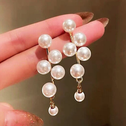 sengpan Christmas gifts ideas Trendy Crystal Geometric Dangle Earrings For Women Water Drop Imitation Pearl Round Tassel Earring Girl Party Engagement Jewelry