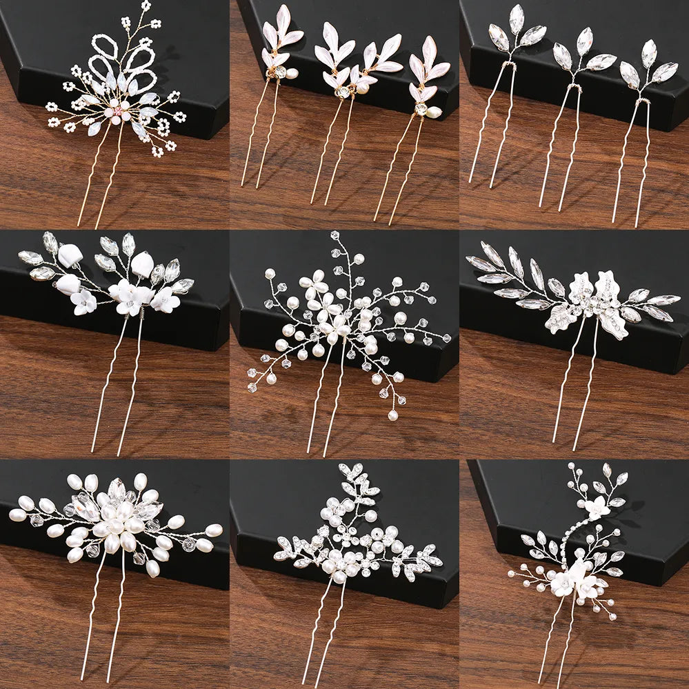 sengpan - Hair Pins Hair Accessories For Women Wedding Accessories Hair Clips Jewelry Pearl Rhinestone Flower Hair Clip Pins Headpiece