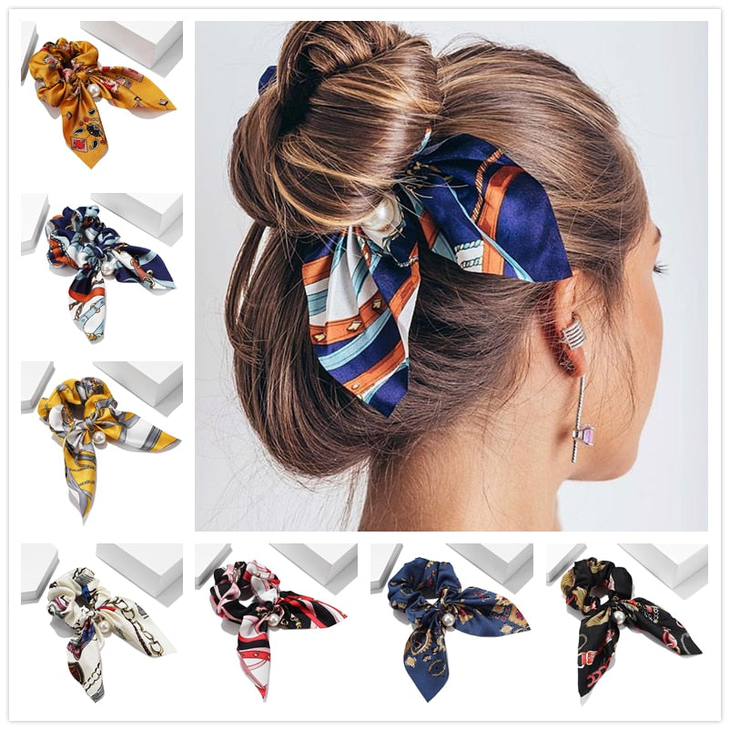 sengpan fall hair ideas hoco hair ideas updo hairstyle New Chiffon Bowknot Elastic Hair Bands For Women Girls Solid Color Scrunchies Headband Hair Ties Ponytail Holder Hair Accessorie