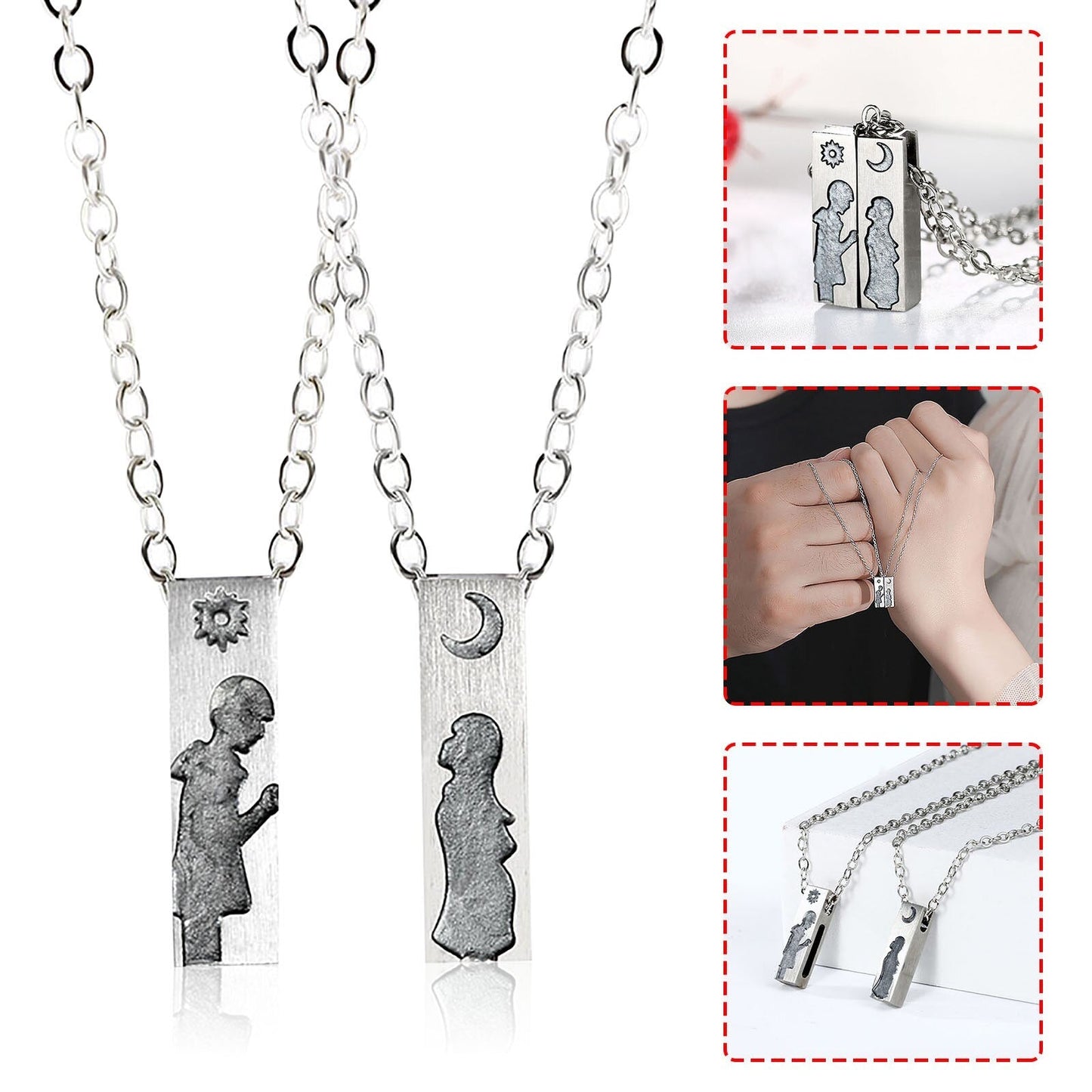 sengpan CHEISTMAS gifts for her Couple Necklace A Pair Of Magnetically Attracted Clavicle Chains Are Perfect For Your Lover Couple Pendants Gift For Lovers