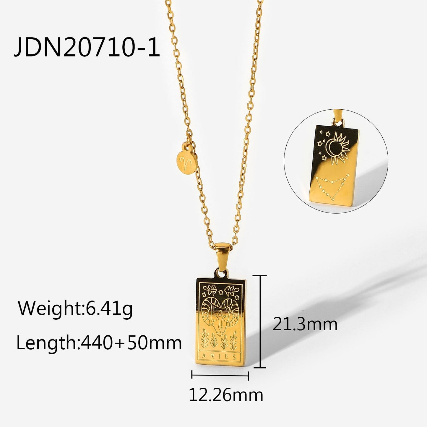 sengpan Women Jewelry 12 Constellations Necklace Stainless Steel Scorpio Leo Virgo Libra Aquarius Taurus Gold Square Pendant Necklaces