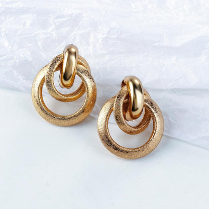 sengpan New Matte Gold Color Earrings for Women Multiple Trendy Round Geometric Twist Drop Earring Fashion Statement Jewelry