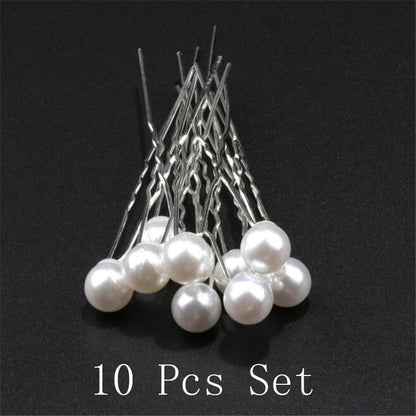 sengpan bridal jewelry set for wedding Fashion U-shaped Pin Metal Barrette Clip Hairpins Simulated Pearl Bridal Tiara Hair Accessories Wedding Hairstyle Design Tools