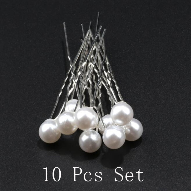 sengpan bridal jewelry set for wedding Fashion U-shaped Pin Metal Barrette Clip Hairpins Simulated Pearl Bridal Tiara Hair Accessories Wedding Hairstyle Design Tools