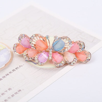 sengpan Barrette For Women Girl Rhinestone Crystal Big Hair Clip Hairpin Rose Peacock Flower Floral Head Accessories Wholesale