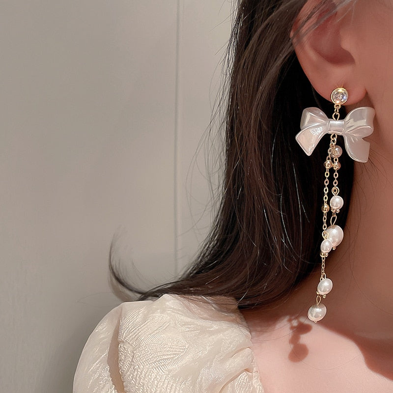 sengpan day gifts for her  Stud Earrings With Pearls  Women Jewelry Woman Accesories Earings Fashion Jewelry Earring Pearl Korean Long Luxury