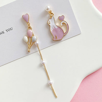 sengpan Christmas wishlist Korean New Sweet Geometric Drop Earrings For Women Cute Cat Rabbit Star Moon Asymmetrical Dangle Earrings Gift For Girls Jewelry