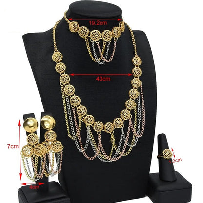 sengpan - African Jewelri Set Necklace For Womens Bracelets Ethiopian Bridal Jewellery Dubai Gold Luxury Indian Pakistani Moroccan