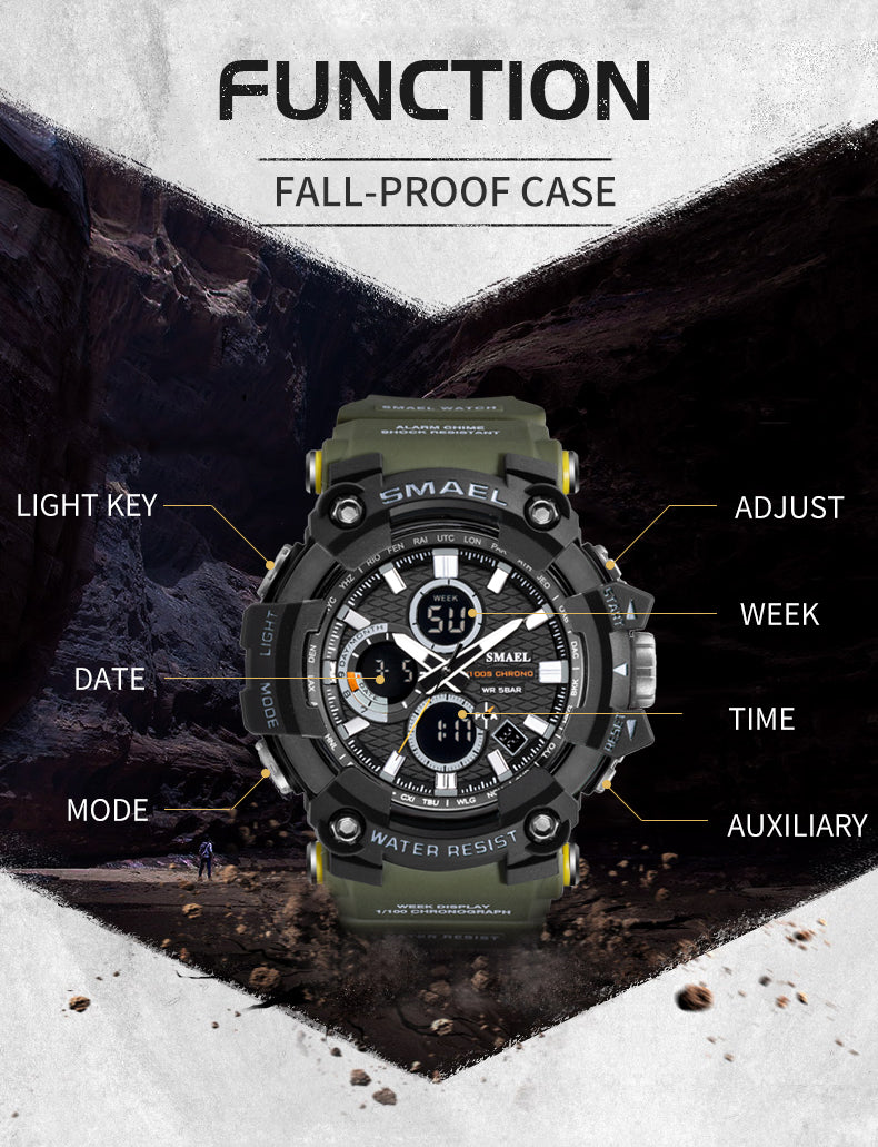 sengpan 1802 Sports Men's Watches Top Brand Luxury Military Quartz Watch Men Waterproof Shock Male Digital Clock Relogio Masculino