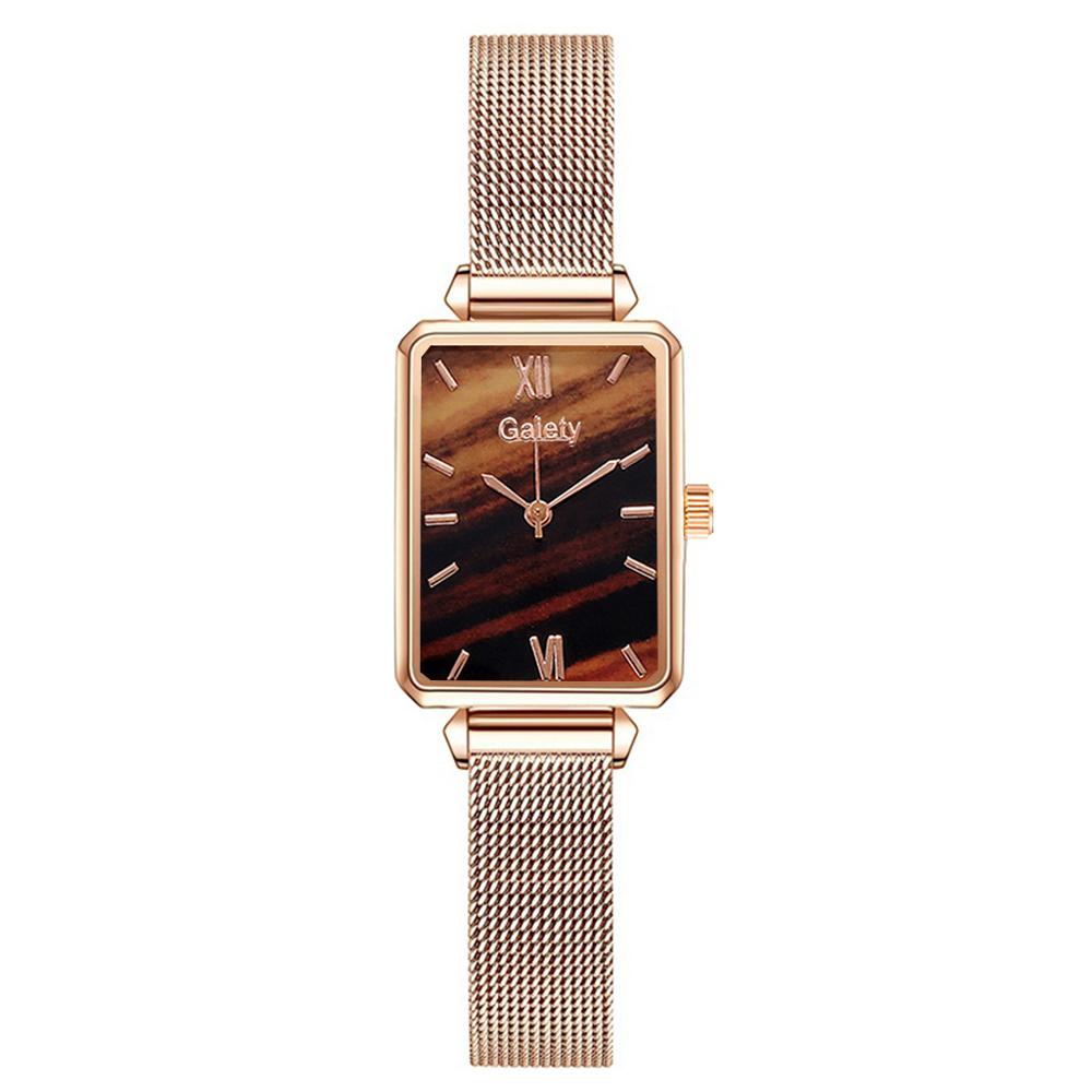 sengpan Christmas wishlist  Gaiety Brand Women Watches Fashion Square Ladies Quartz Watch Bracelet Set Green Dial Simple Rose Gold Mesh Luxury Women Watches