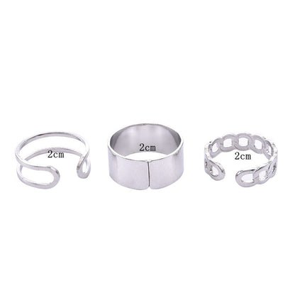 sengpan jewelry gifts for women hot sale Hiphop/Rock Metal Geometry Circular Punk Rings Set Opening Index Finger Accessories Buckle Joint Tail Ring for Women Jewelry