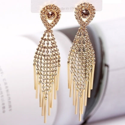 sengpan New personality fashion design zircon earrings for women light luxury web celebrity temperament tassels pearl earrings for women