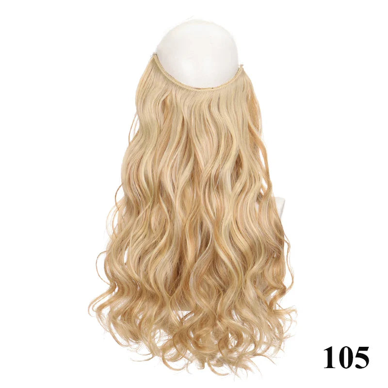 sengpan 24 Inch Invisible Wire No Clips In Hair Extension Secret Fish Line Hair Piece Straight Curly Hair Extension for Women