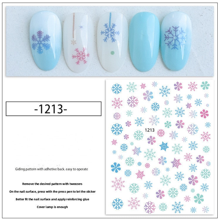 sengpan New Christmas Nail Slider Santa Elk Snowman  New Year Nail Design Big Size Full Cover Water Nail Transfer Cartoon Winter Decal