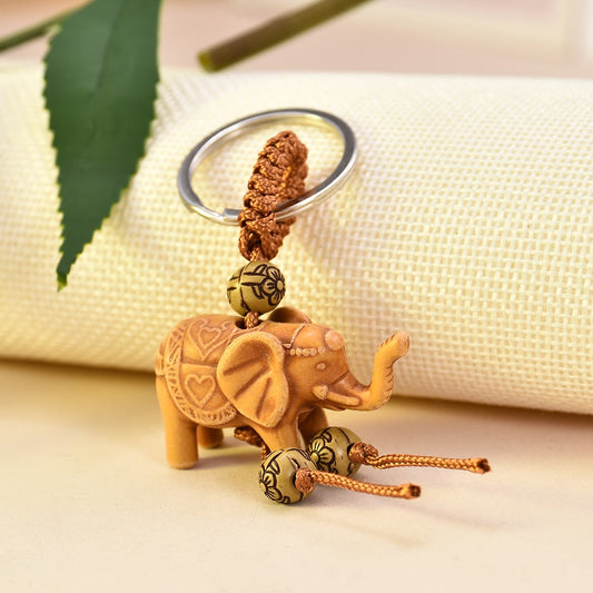 sengpan jewelry gifts for women hot sale Women Men Lucky Wooden Elephant Carving Pendant Keychain Religion Chain Key Ring Keyring Jewelry Wholesale cute keychain