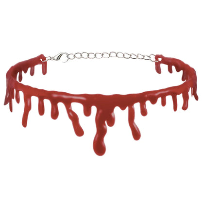 sengpan 1pc Halloween Decoration Horror Blood Drip Necklace Fake Blood Vampire Fancy Joker Choker Costume Necklaces Party Accessories