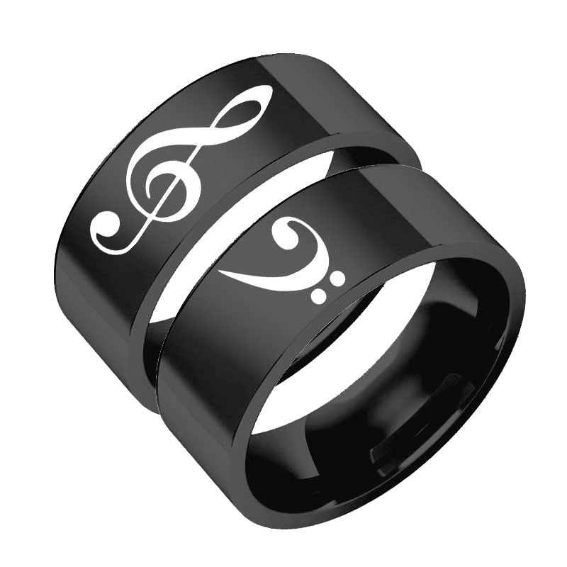 sengpan easter gifts for women Fashion Couple Music Musical Note Finger Ring For Women and Men Stainless Steel Lovers Rings Halloween Gifts Jewelry Accesories