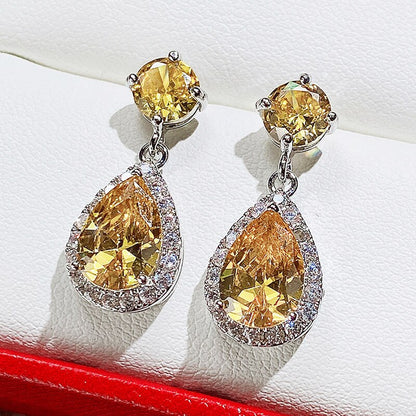 sengpan Luxury Female Dangle Earrings Bright Crystal Zirconia Stone 5 Colors Available Noble Women Party Accessories Jewelry Gift