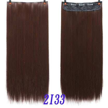 sengpan  24inche 5Clip Long Straight Hair Gradient Straight Hair Synthesis Hair Extension High Temperature Women Hair Extension